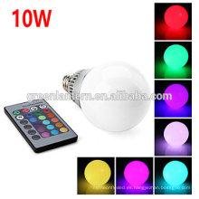 Fábrica de bajo precio AC 85-265 V 10 W E27 RGB LED Bombilla con Control Remoto